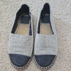 Tory Burch Navy and Cream Espadrilles
